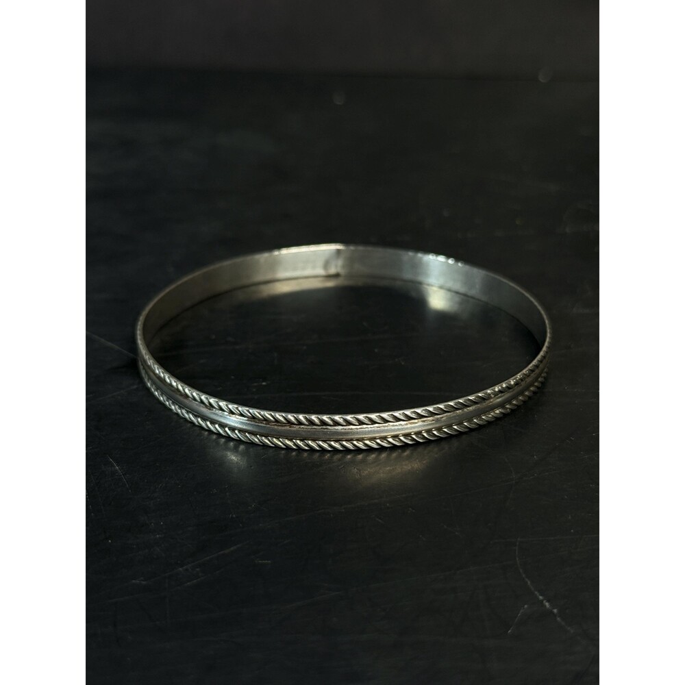 Jewel Art Sterling Silver Bangle Bracelet Vintage 925 Rope Twist Sz 7